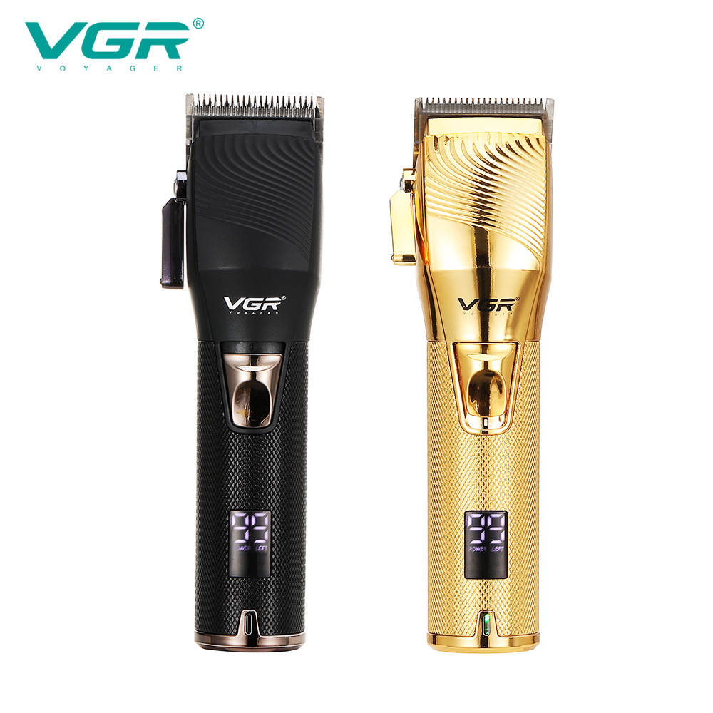 High Quality VGR Electrical Professional  Hair Cutter  for Men - Barber Supplies- Cordless Hair Clippers- LED Display- USB Charging- Model V-280 (GOLD, BLCACK))