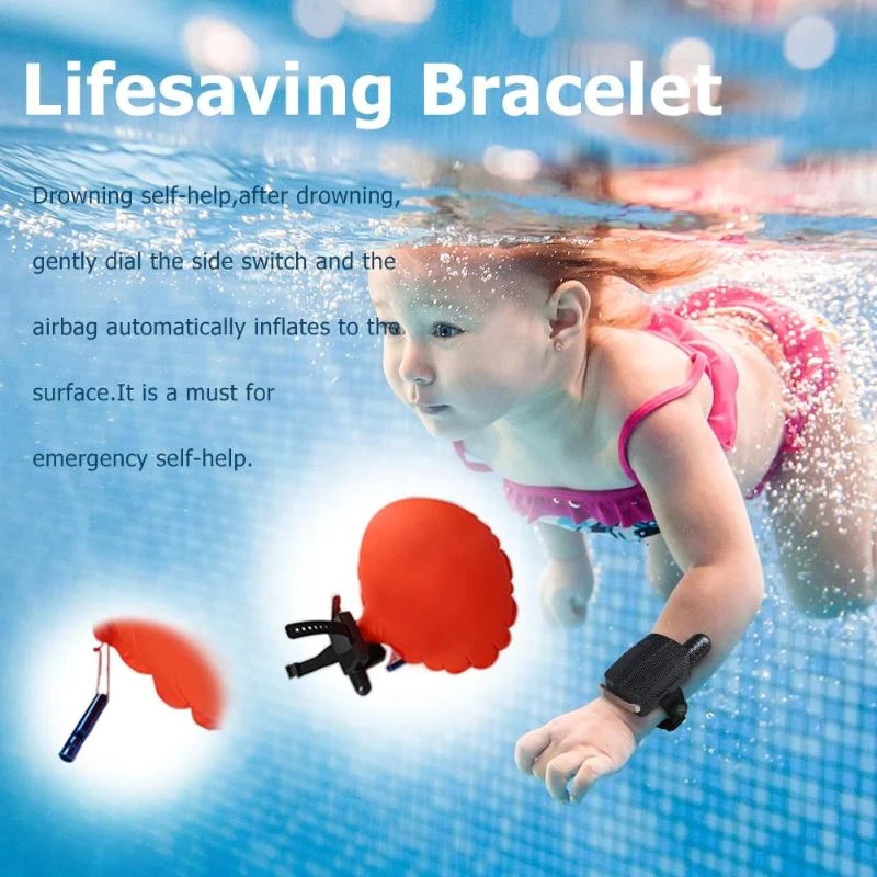 Cow Fish Portable Anti Drowning Lifesaving Bracelet Floating Swimming Safety Self Rescue Wristband Backpack Safety Float Air Bag