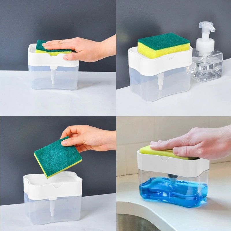 Kitchen Sponge Press Automatic Liquid Box Detergent Automatic Liquid Dispenser Scouring Pad Soap Liquid Box