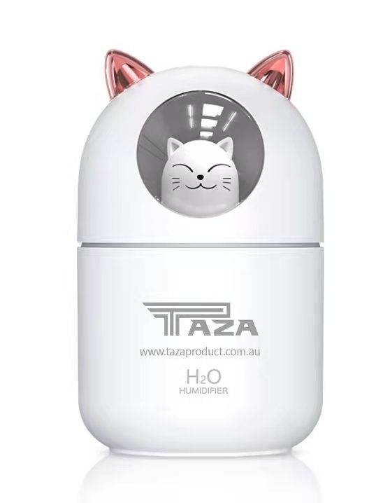 Taza  Cat Humidifier Cool Mist Humidifier for Home,Cute Cat Night Light for Bedroom Essential Pure Air for Baby Room,Easy Clean Quiet Operation Automatic Shut-off 300ML (Pink, White, Green))