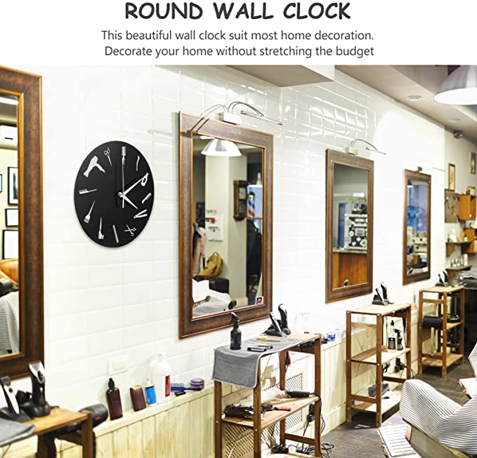 Barbershop Wall Clock Modern Round Wall Clock