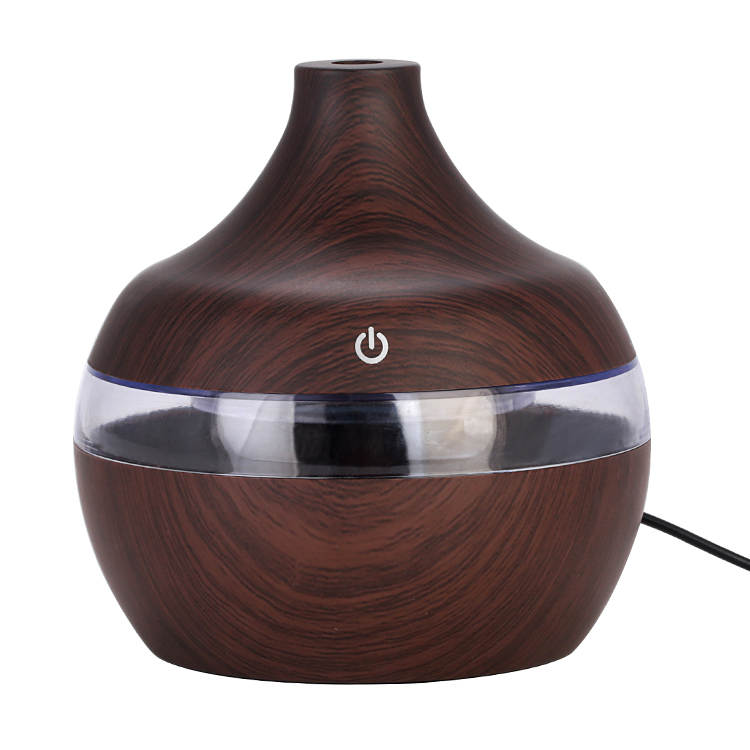 Top Fill Wood Grain USB Humidifier LED Night Light Mist Maker Ideal for Bedroom Office Nursery Car Baby Water Drop Shape Compact Design
